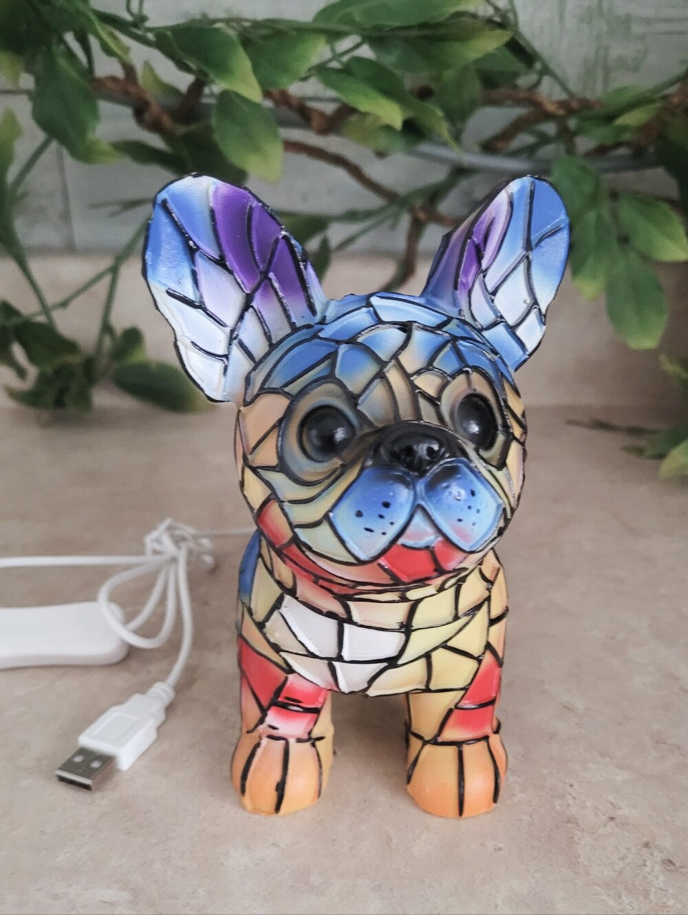 French Bulldog Mosaic Style LED Night Light USB 6"